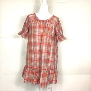 Madewell Orange and White Plaid Dress